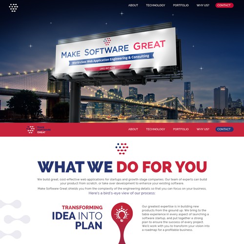 Single-page design (Photoshop) for software development company Design by KashiArts