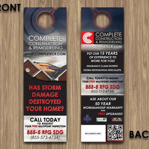 Design di New postcard or flyer wanted for Complete Construction and Remodeling di dwoolery