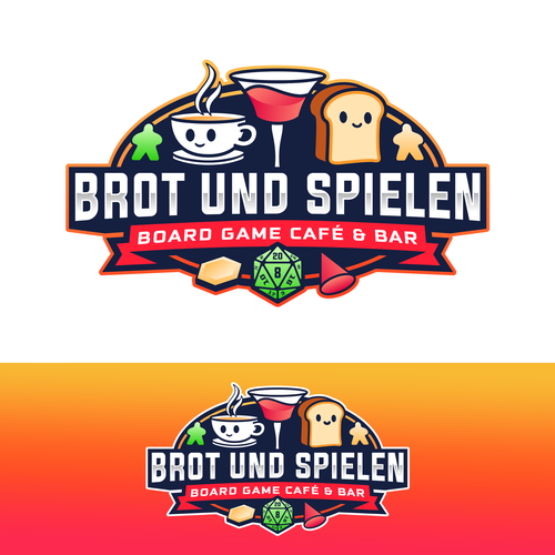 Logo for a Board Game Cafe & Bar with cozy vibes and geeky elements Design by Sasno P