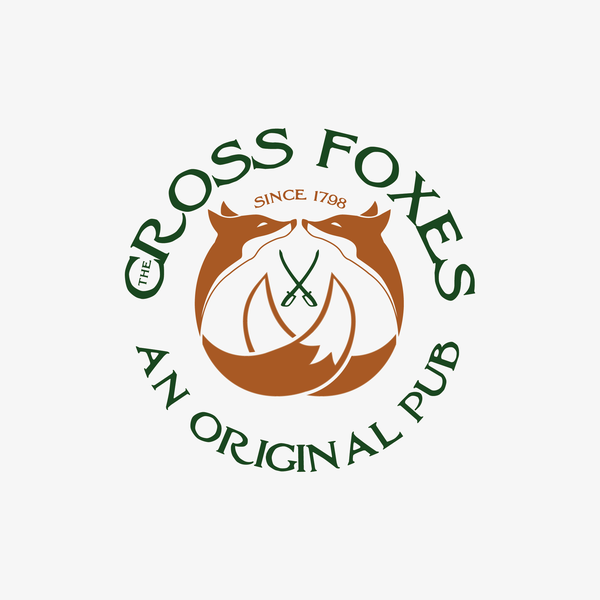 Design by LSH Creative titled "Cross Foxes - Logo for an 18th century pub in Wales"