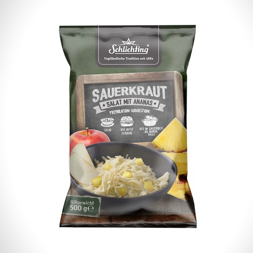 Stayin alife - Refresh an old fashion package for Salad with Sauerkraut, Pineapple and Apple-ontwerp door Jdodo