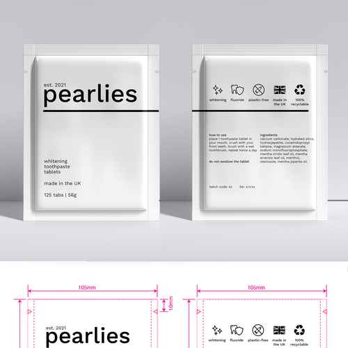 Design an attractive refill pack for a trendy new toothpaste tablet brand Design by nicolesaulsdesigns