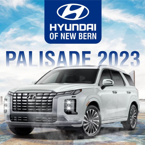 Flyer for Hyundai car dealership showing off the new Palisade and Elantra Design by Shafiq Afridi