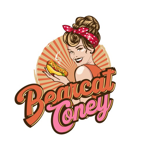 G-Rated Cartoon PinUp Girl girl logo for Retro Coney Hotdog restaurant Design by nindadian