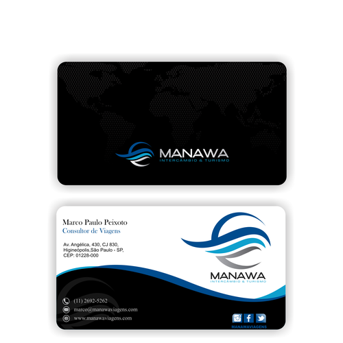 Please create a great Business Card design for travel agency Manawa! Design by Parth Soni