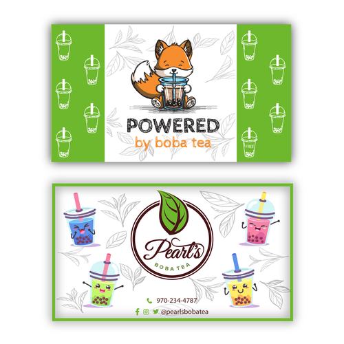 Need New Business Cards for Pearl's Boba Tea business!!! Design by irDesignx