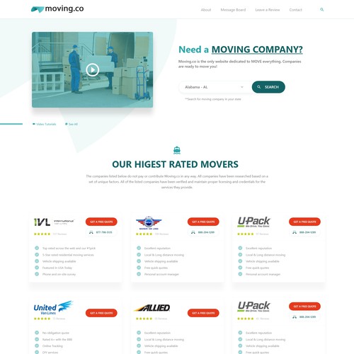 web page for moving related website Design by @designbyFazal