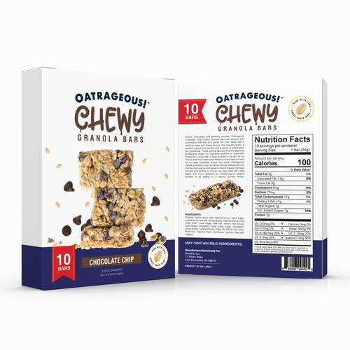 Design di DESIGN EYE-CATCHING PACKAGING FOR CHOCOLATE CHIP CHEWY GRANOLA BARS! di Denian