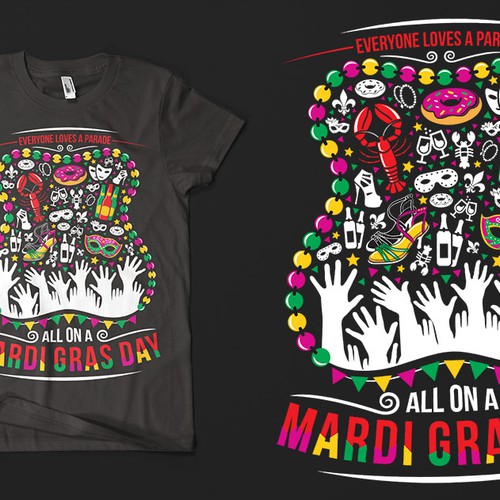 Festive Mardi Gras shirt for New Orleans based apparel company Design by revoule