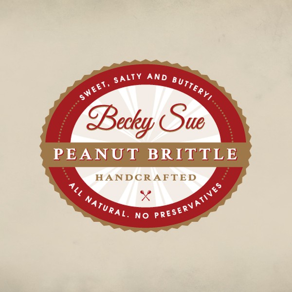 Create a Unique and Creative Design for BeckySue Handcrafted Peanut Brittle