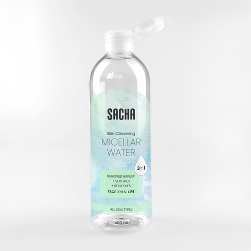 Sacha Micellar Water bottle 500ml Design by Ilka A.