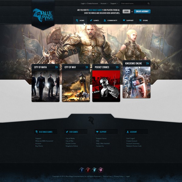 Home page design wanted for Blue Mage Games [wireframe provided]