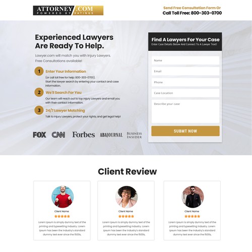 Design a Landing Page for Attorney.com Design by Rith99★ ★ ★ ★ ★