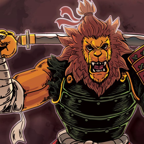 Manga style samurai lion illustration Design by Cykique