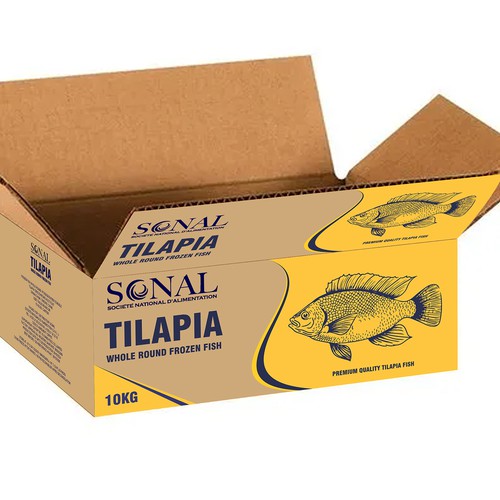 TILAPIA MASTER CARTON WITH YELLOW BACKGROUND Design by HR1982