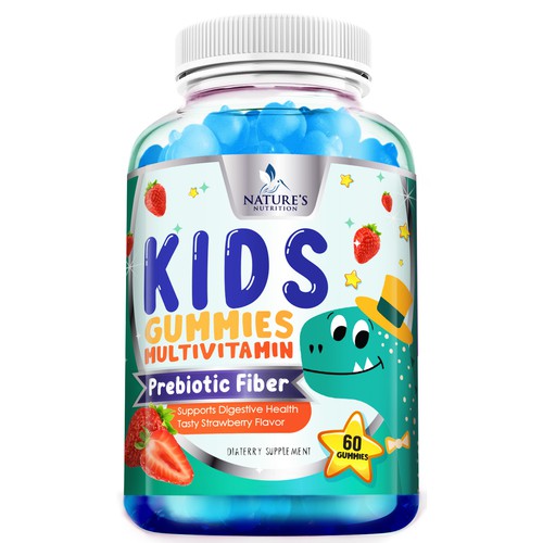 Tasty Kids Multivitamin Gummies Product Label for Nature's Nutrition Design by agooshe