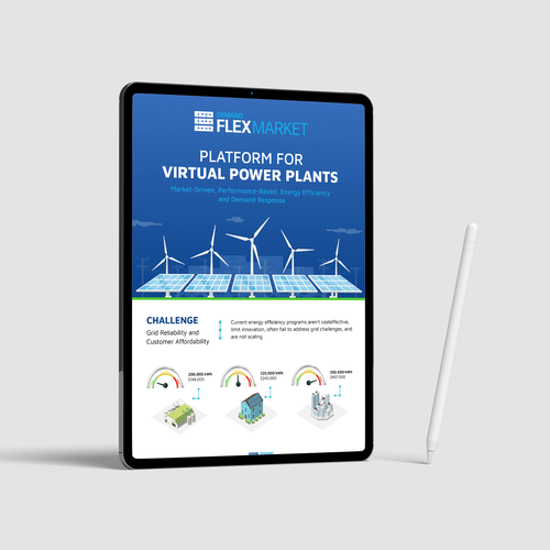 Infographic highlighting Virtual Power Plant grid impacts in California Design by vcreatived