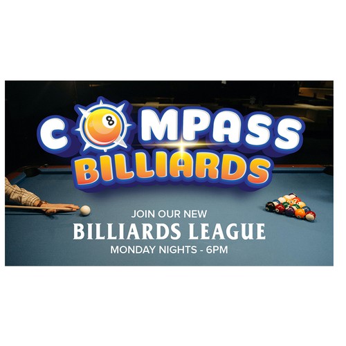 Design a Pool Hall Sign for Compass Billiards Design by Create4Design