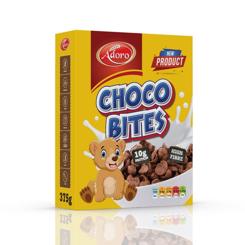 Design a kid friendly packaging (box) for our cereal brand Design by Shark1@