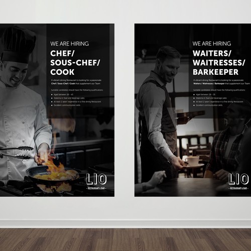 Job recruitment Poster for modern Premium Restaurant Design by NJ-ARTS’ STUDIO