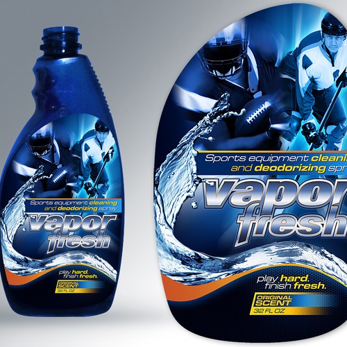 Label Design for Sports Equipment Cleaning Spray Design by cos66