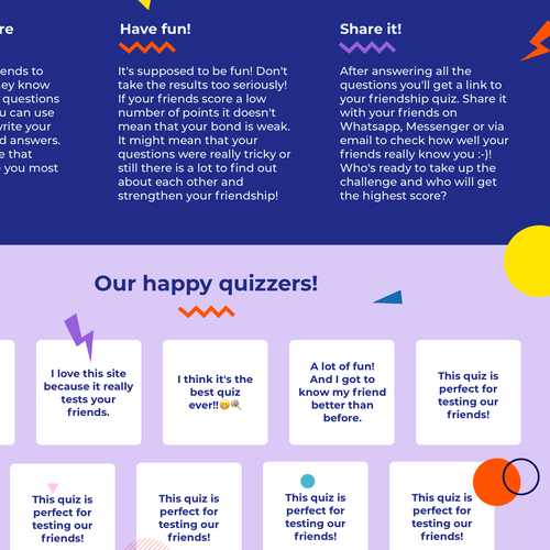 Redesign of a very popular quiz site (MateQuiz.com) Diseño de Lisa Web Design