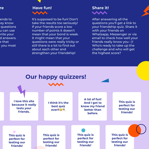 Redesign of a very popular quiz site (MateQuiz.com) Design by Lisa Web Design