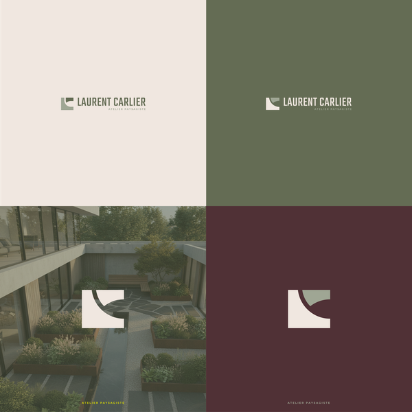 Visual identity for Laurent Carlier, a contemporary landscape design studio.