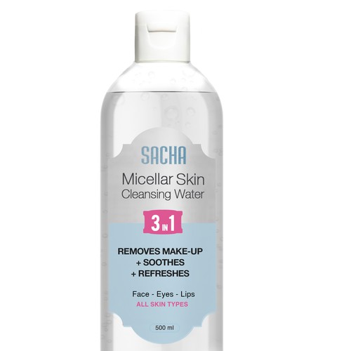 Sacha Micellar Water bottle 500ml Design by Creativedzine