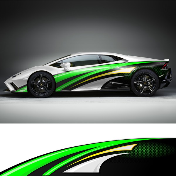 Sporty graphic with steel hexagon background