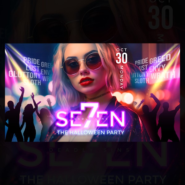 Design by MarkyWhiskeyhands titled "Seven Deadly Sins The Halloween Party Banner Contest Entry"