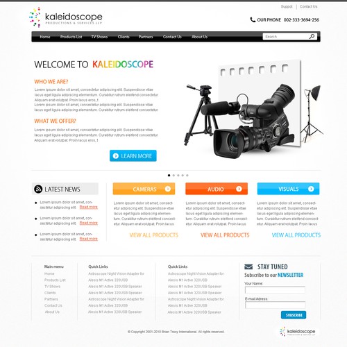 website design for Kaleidoscope Productions & Services LLP Ontwerp door Balcanic