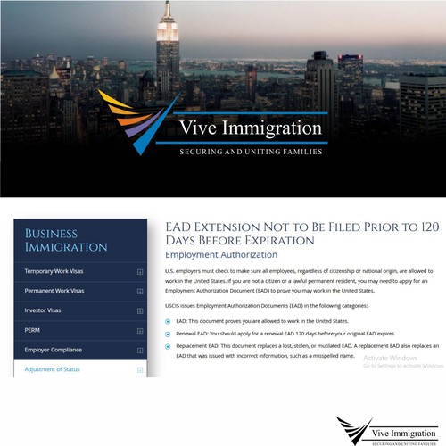 Immigration Work Permit Site Focused Redesign Design by SGrph