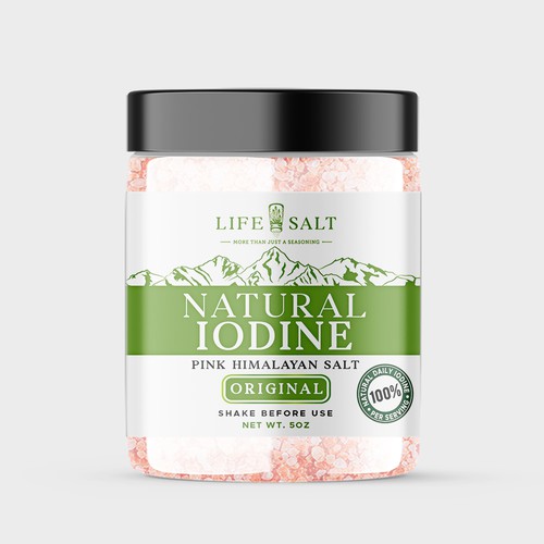 Label for Natural Iodine Pink Himalayan Salt that is fused with Seaweed Design by Design_byMe