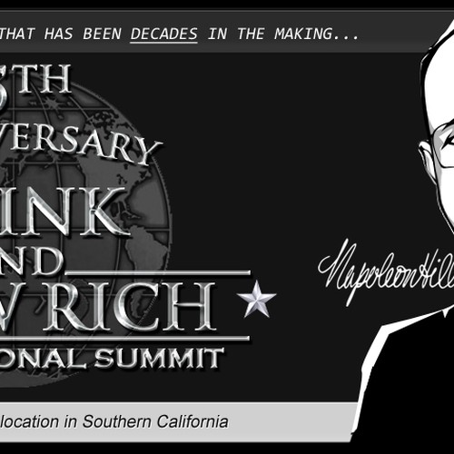 Banner Ad---use creative ILLUSTRATION SKILLS for HISTORIC 75th Anniversary of "Think & Grow Rich" book by Napoleon Hill Design by Kaloi1990
