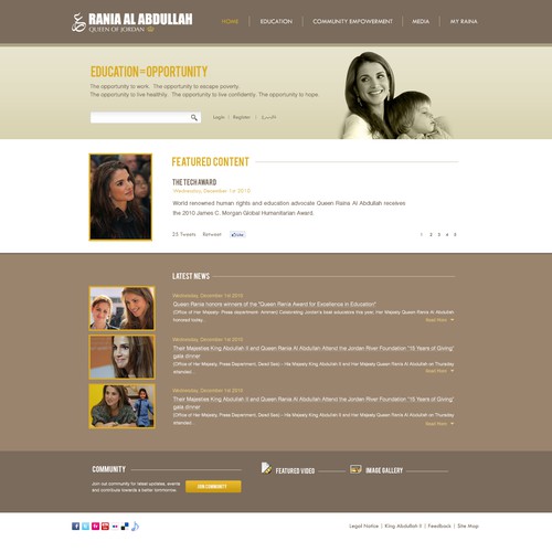 Queen Rania's official website – Queen of Jordan Design por yashrdr