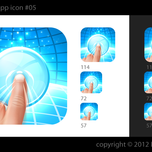 iPhone app icon -- hand reaching to pop bubble Réalisé par MikeKirby