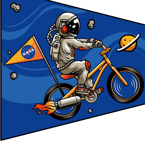 Bicycle flag for boys with space theme Design by daniicahya