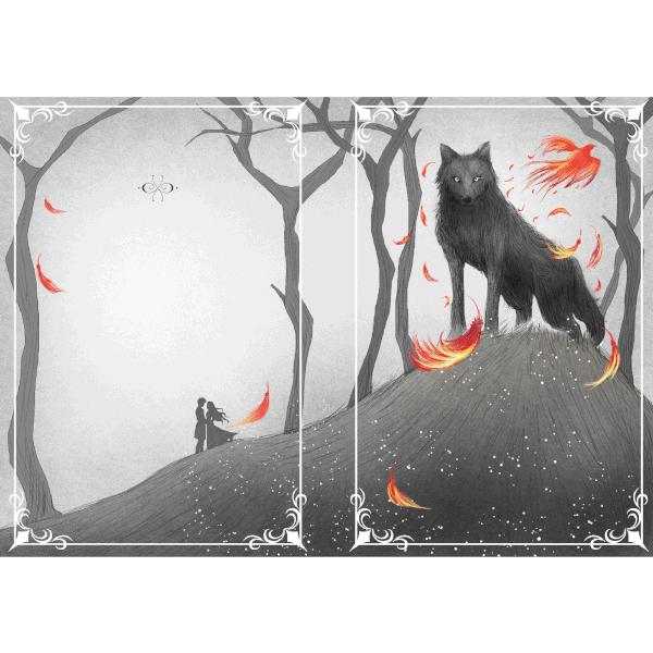 Illustration for fantasy book about black wolf