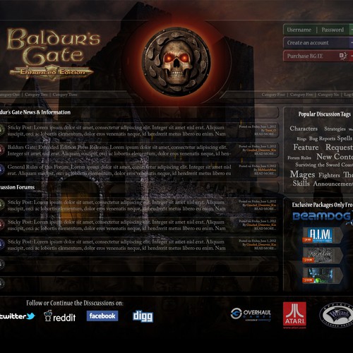 New Baldur's Gate forums need design help Diseño de genius4hire