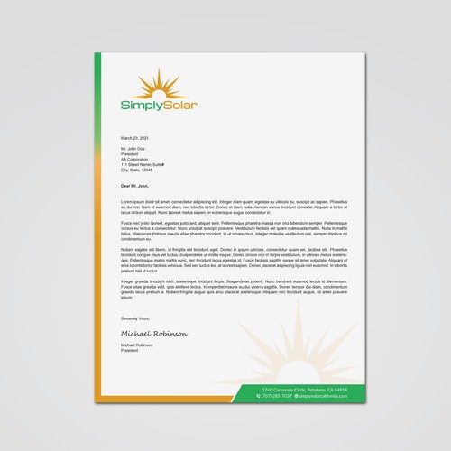 "Renewable Energy Company Letterhead" Design réalisé par Tcmenk