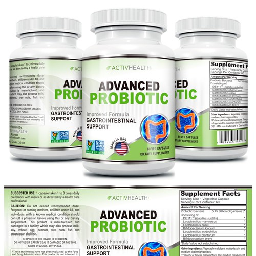 Create an attractive Probiotic Supplement Bottle Label | Product label ...