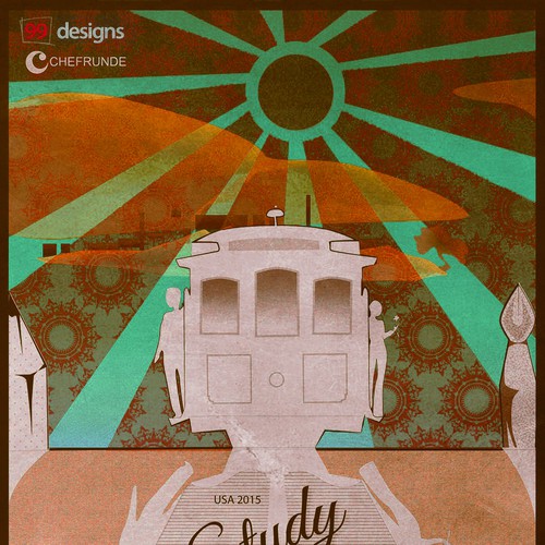 Design a retro "tour" poster for a special event at 99designs! Design by anjazupancic132