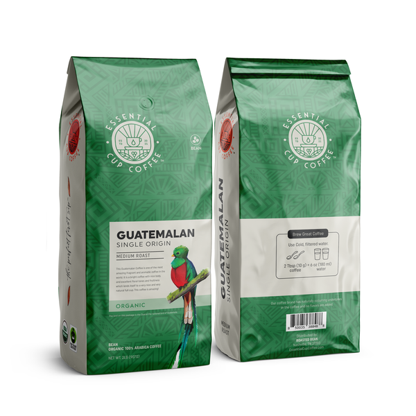 Essential Cup Coffee: Guatemalan Origin 3D Packaging Visualization with Front & Back Views