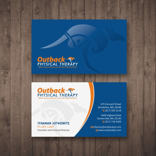 Business card for 2 clinic physical therapy office Design by Tcmenk