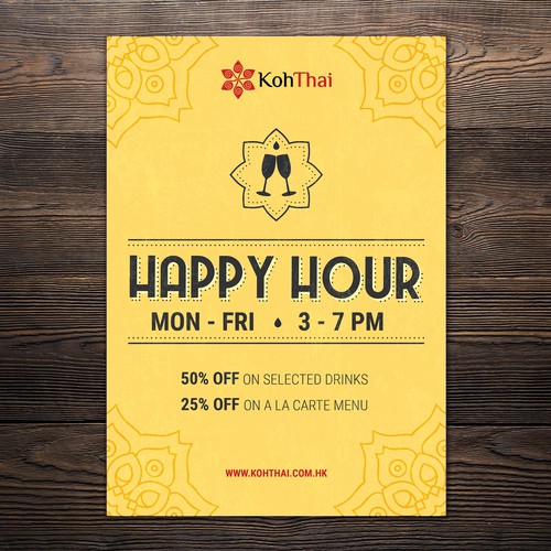 Happy Hour Poster for Thai Restaurant Design by Iris Design