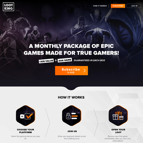 Designs | New Gaming Subscription service needs a website! | Web page ...