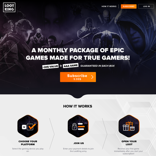 New Gaming Subscription service needs a website! Design by Kcfilip