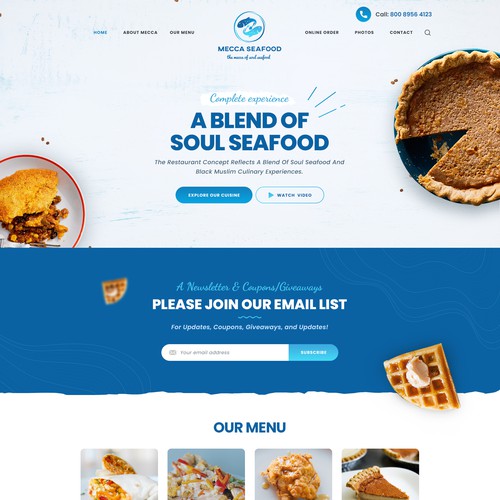 Miami Soul Seafood Restaurant Concept 1 Page Only Design by Realysys