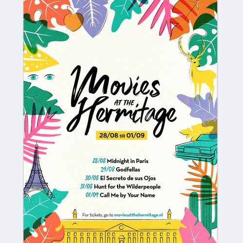 Fun, colorful and laid-back poster for outdoor film festival in historical Amsterdam Réalisé par JGD_Design